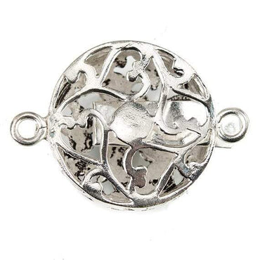 23mm Antiqued Sterling Silver plated Box Clasp Floral Design 1 piece (ONLINE ORDER ONLY)