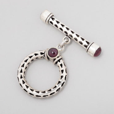 23mm Antiqued Sterling Silver Rhodolite Garnet Filigree Toggle 1 piece (ONLINE ORDER ONLY)