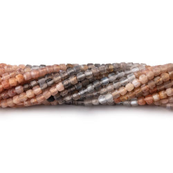 2.3mm Sunstone &  Moonstone Micro Faceted Cube 12.5 inch 132 pieces (ONLINE ORDER ONLY)