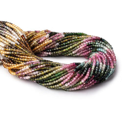 2.3mm Multi Color Tourmaline Micro Faceted Cube Beads 12.5 inch 142 pieces (ONLINE ORDER ONLY)