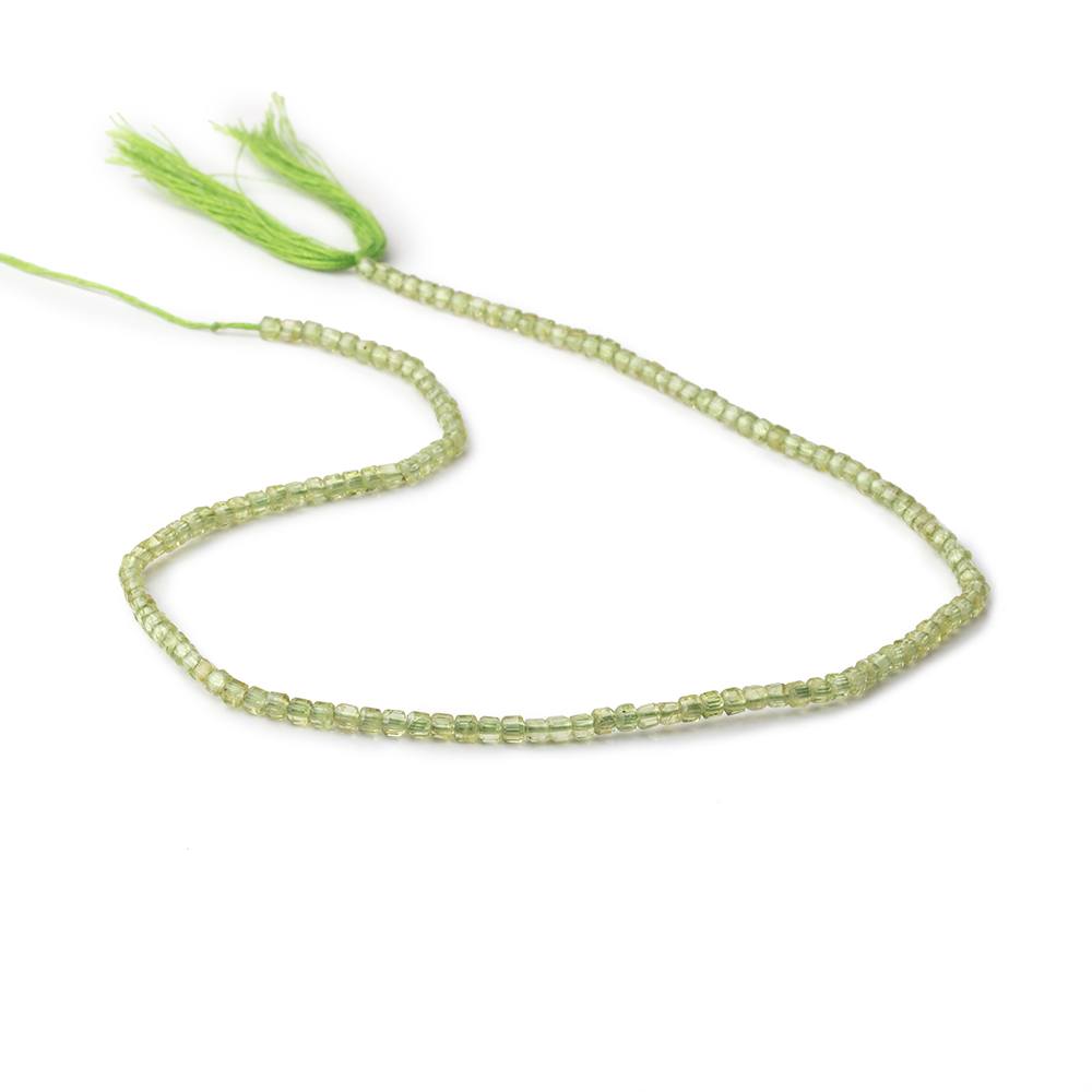 2.3mm Peridot Micro Faceted Cube Beads 12.5 inch 132 pieces (ONLINE ORDER ONLY)