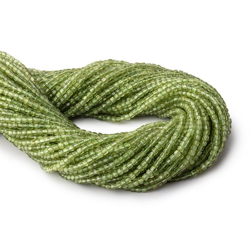 2.3mm Peridot Micro Faceted Cube Beads 12.5 inch 132 pieces (ONLINE ORDER ONLY)