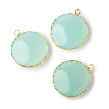 23mm Vermeil Bezel Seafoam Chalcedony Plain Coin Pendant 1 piece (ONLINE ORDER ONLY)