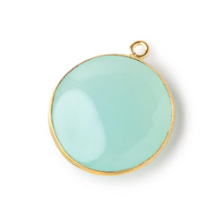 23mm Vermeil Bezel Seafoam Chalcedony Plain Coin Pendant 1 piece (ONLINE ORDER ONLY)