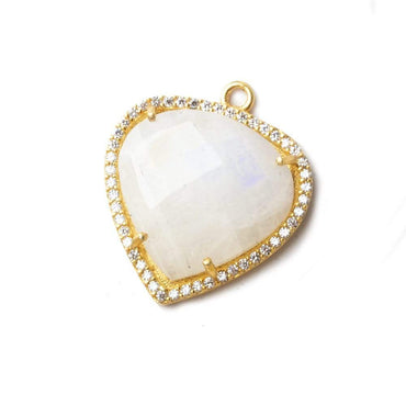 23mm Vermeil CZ Bezel Rainbow Moonstone Heart Pendant 1 piece (ONLINE ORDER ONLY)