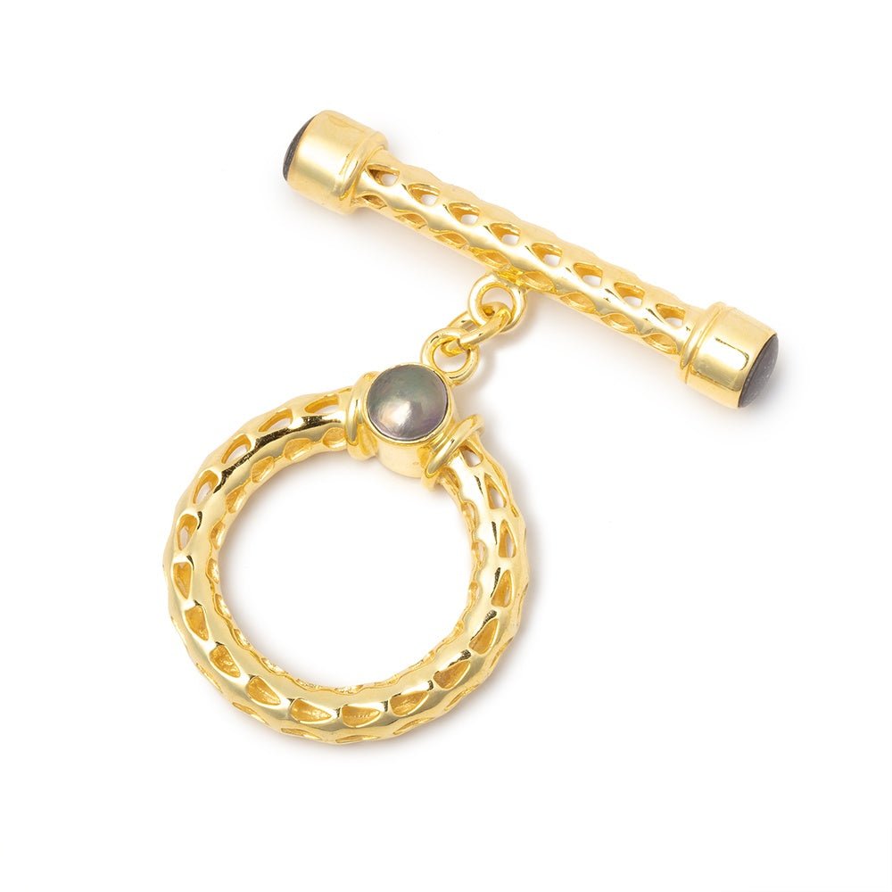 23mm Vermeil Peacock Pearl Filigree Toggle 1 piece (ONLINE ORDER ONLY)