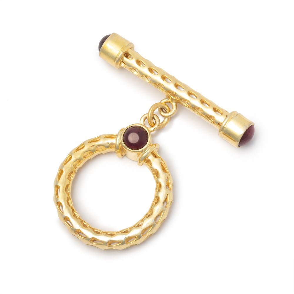 23mm Vermeil Rhodolite Garnet Filigree Toggle 1 piece (ONLINE ORDER ONLY)
