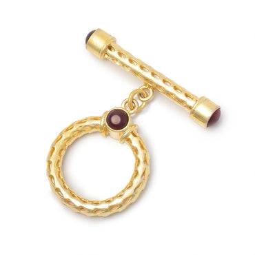 23mm Vermeil Rhodolite Garnet Filigree Toggle 1 piece (ONLINE ORDER ONLY)