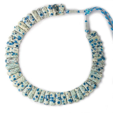 23x10-28x11mm K2 Azurite Granite "K2 Jasper" double drilled plain fancy shape collar 45 beads (ONLINE ORDER ONLY)