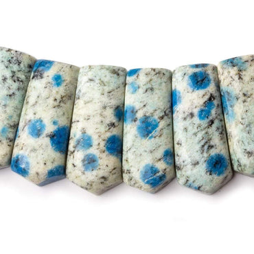 23x10-28x11mm K2 Azurite Granite "K2 Jasper" double drilled plain fancy shape collar 45 beads (ONLINE ORDER ONLY)