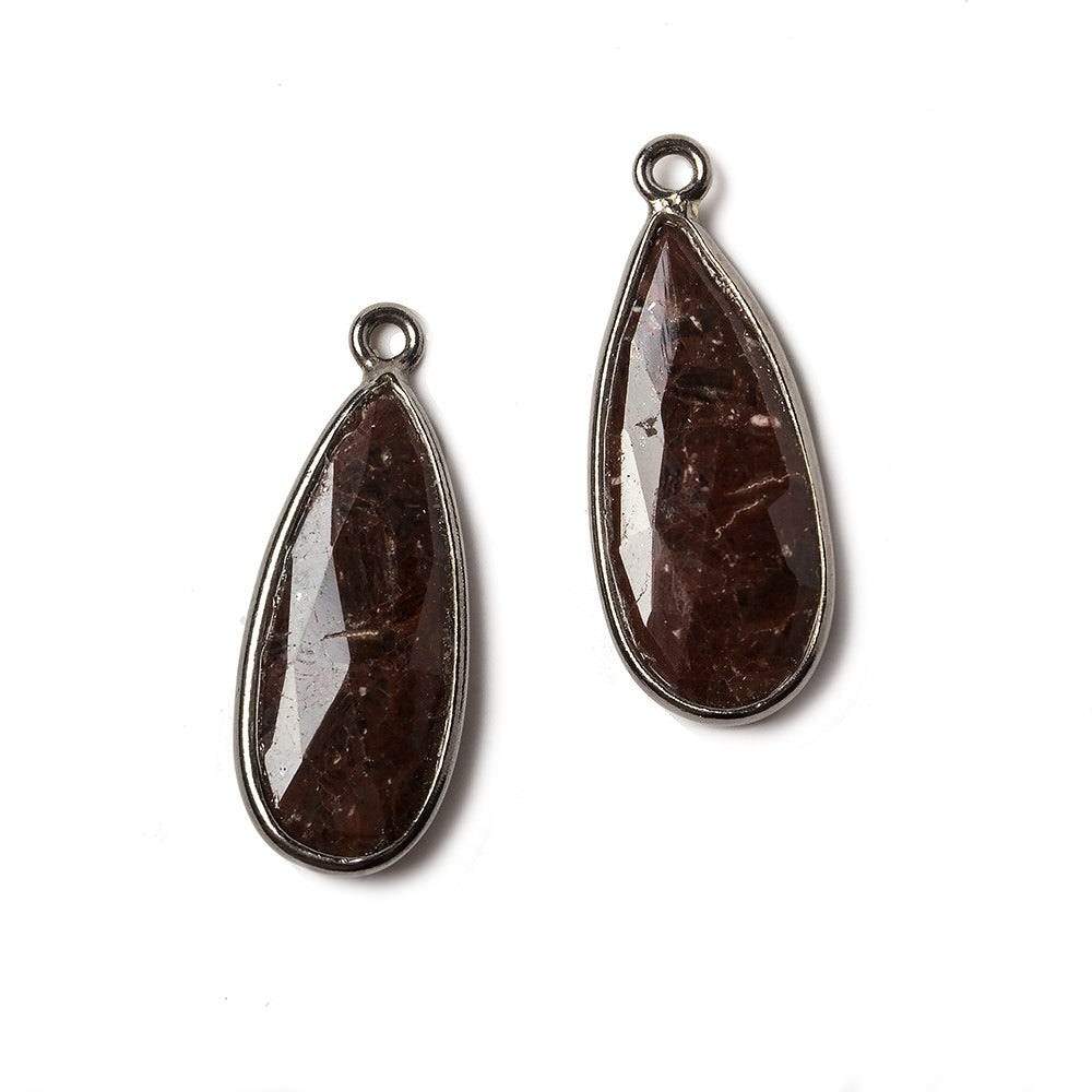 23x10mm Oxidized Silver Bezel Coconut Brown Jasper Pear Pendant Set of 2 (ONLINE ORDER ONLY)