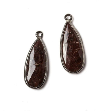 23x10mm Oxidized Silver Bezel Coconut Brown Jasper Pear Pendant Set of 2 (ONLINE ORDER ONLY)