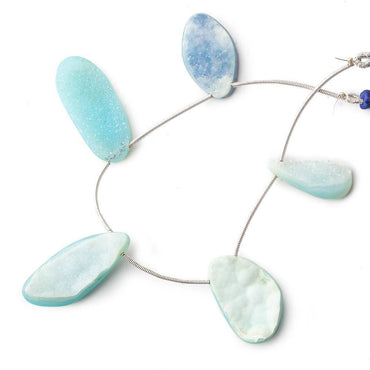 23x11-32x14mm Saltwater Blue Agate Drusy Freeform Beads 5 pieces (ONLINE ORDER ONLY)