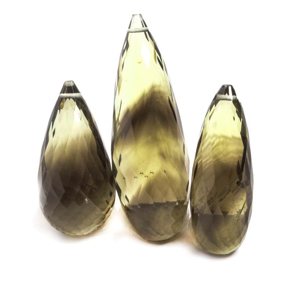 23x11-33x11mm Bi-Color Quartz Faceted Tear Drop Focal Bead Set of 3 (ONLINE ORDER ONLY)