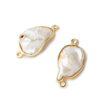23x11mm Gold Bezeled Rose' White Keshi Pearl Connector 1 piece (ONLINE ORDER ONLY)