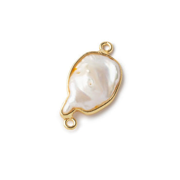 23x11mm Gold Bezeled Rose' White Keshi Pearl Connector 1 piece (ONLINE ORDER ONLY)