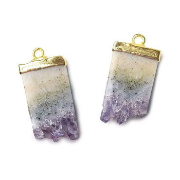 23x13mm Gold Leafed Bolivian Amethyst Slice Pendant Set of 2 (ONLINE ORDER ONLY)