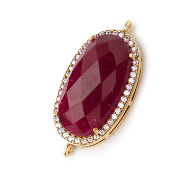 23x13mm Gold Plated CZ Bezel Ruby Oval Connector 1 Focal Bead (ONLINE ORDER ONLY)