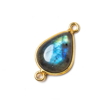 23x13mm Vermeil Bezel Labradorite Pear Cabochon Connector 1 piece (ONLINE ORDER ONLY)