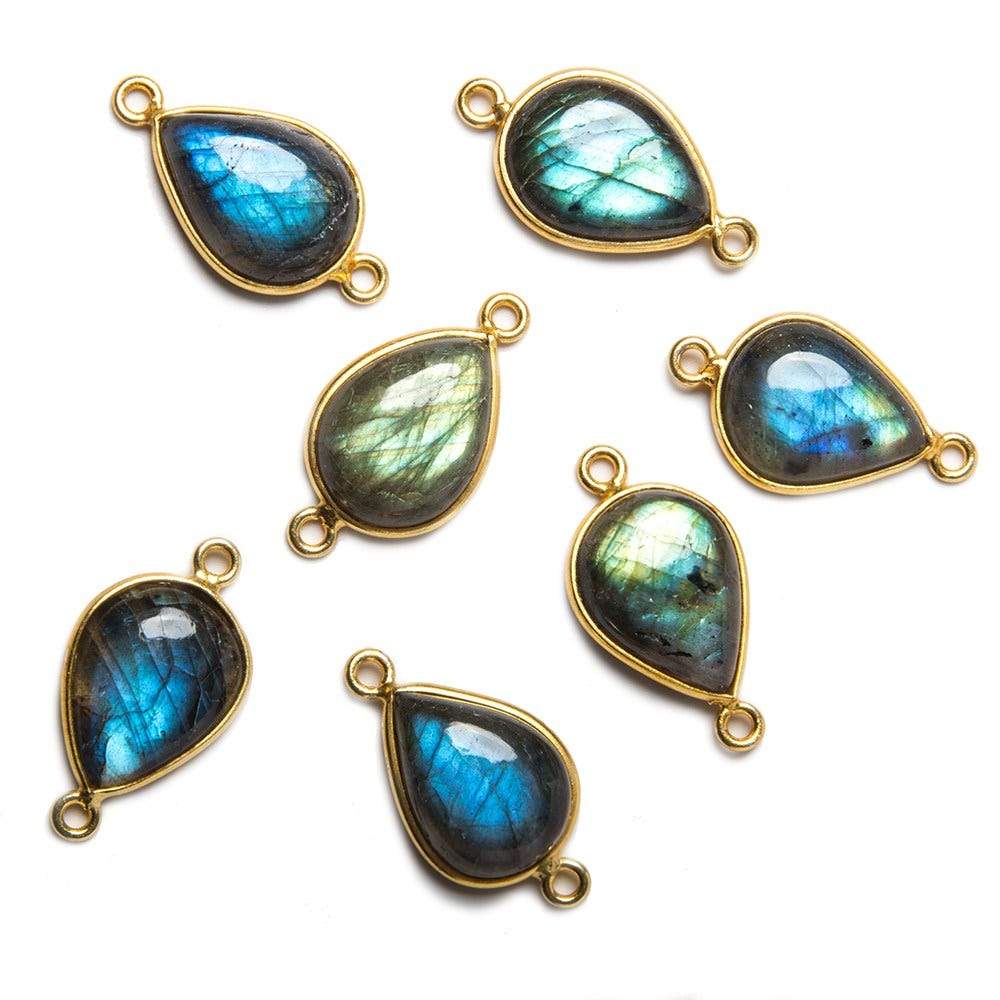 23x13mm Vermeil Bezel Labradorite Pear Cabochon Connector 1 piece (ONLINE ORDER ONLY)