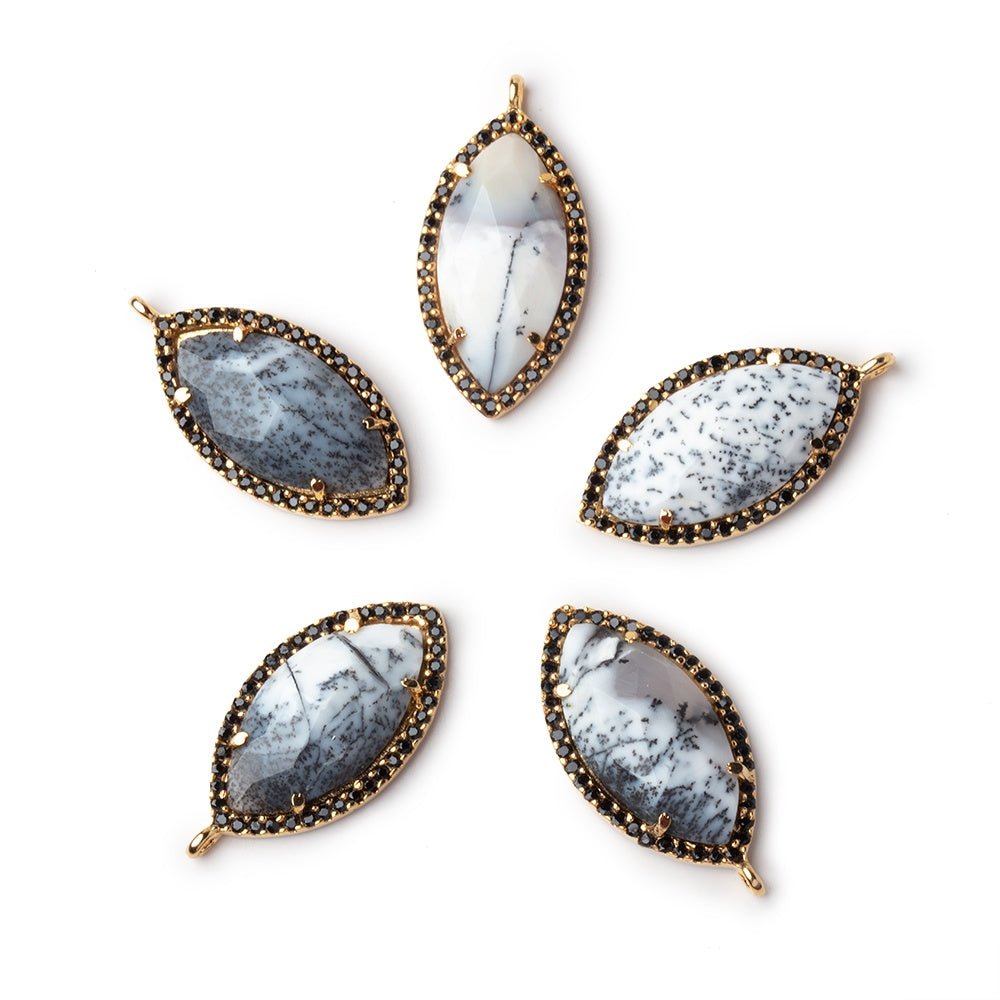 23x13mm Vermeil & Black CZ Bezel Dendritic Opal Marquise 1 Pendant (ONLINE ORDER ONLY)
