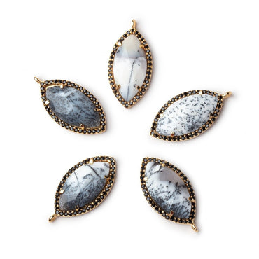 23x13mm Vermeil & Black CZ Bezel Dendritic Opal Marquise 1 Pendant (ONLINE ORDER ONLY)