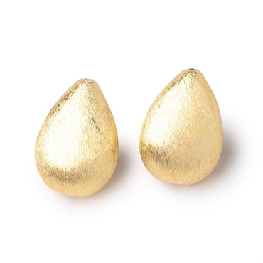 23x16mm 22kt Gold Plated Copper Brushed Puffy Pear Set of 2 Beads (ONLINE ORDER ONLY)