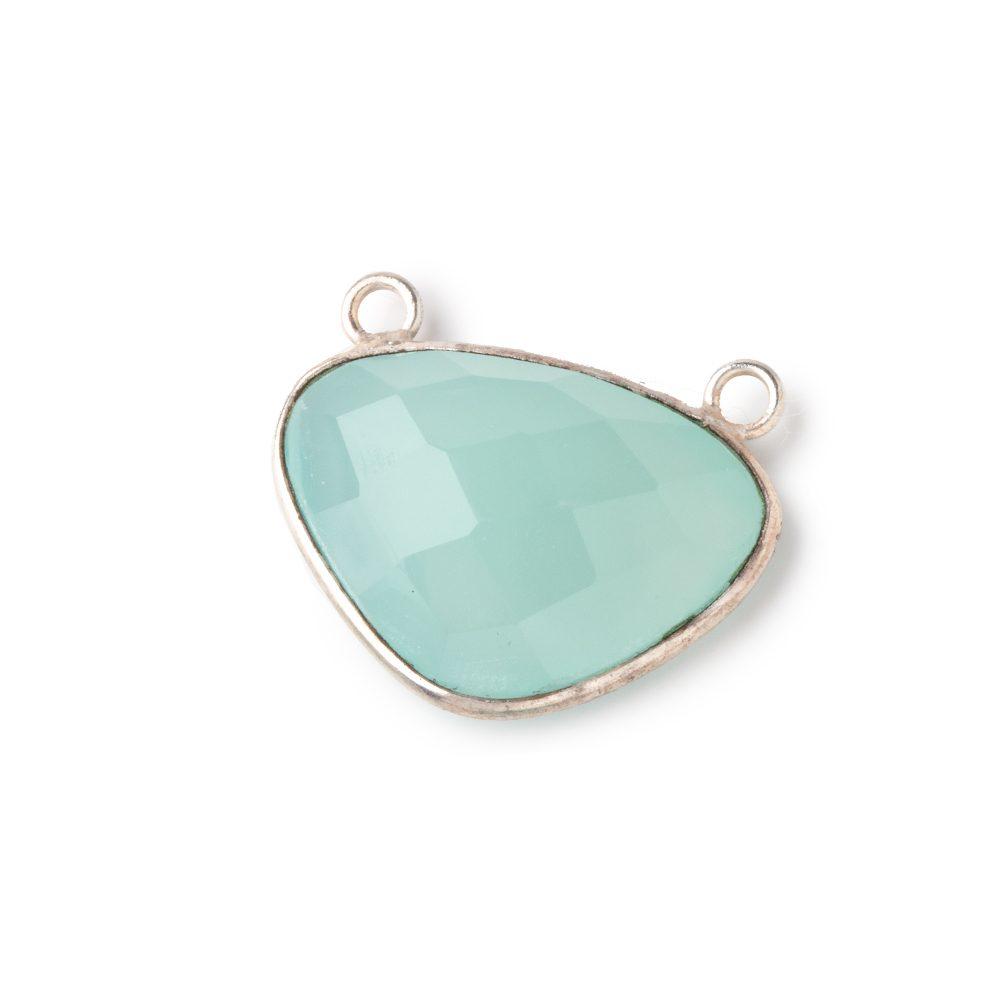 23x16mm Silver Bezel Seafoam Chalcedony Faceted Cleftless Heart Connector 1 piece (ONLINE ORDER ONLY)