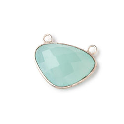 23x16mm Silver Bezel Seafoam Chalcedony Faceted Cleftless Heart Connector 1 piece (ONLINE ORDER ONLY)