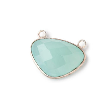 23x16mm Silver Bezel Seafoam Chalcedony Faceted Cleftless Heart Connector 1 piece (ONLINE ORDER ONLY)