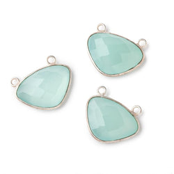 23x16mm Silver Bezel Seafoam Chalcedony Faceted Cleftless Heart Connector 1 piece (ONLINE ORDER ONLY)