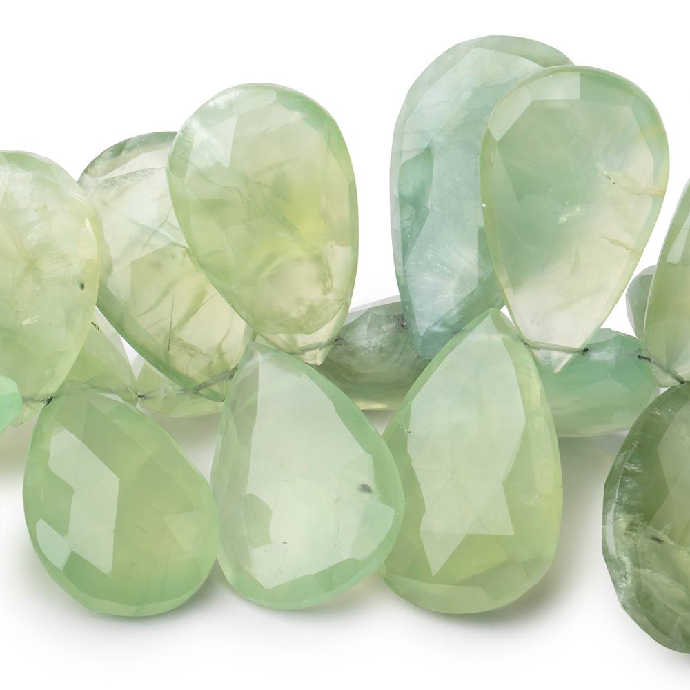 23x17-32x20mm Prehnite Faceted Pear Beads 7 inch 35 pieces (ONLINE ORDER ONLY)