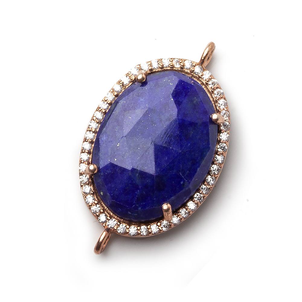 23x17mm Rose Gold CZ Bezel Lapis Lazuli Oval Connector 1 piece (ONLINE ORDER ONLY)