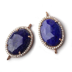23x17mm Rose Gold CZ Bezel Lapis Lazuli Oval Connector 1 piece (ONLINE ORDER ONLY)