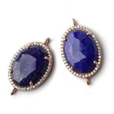 23x17mm Rose Gold CZ Bezel Lapis Lazuli Oval Connector 1 piece (ONLINE ORDER ONLY)