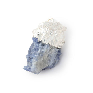 23x17mm Silver Leafed Blue Jammu Sapphire Natural Crystal 1 Pendant (ONLINE ORDER ONLY)