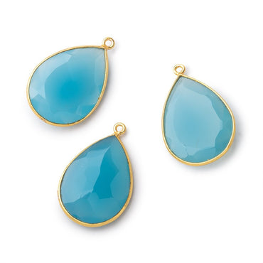 23x17mm Vermeil Bezel Santorini Blue Chalcedony Faceted Pear 1 Pendant (ONLINE ORDER ONLY)