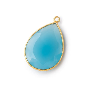 23x17mm Vermeil Bezel Santorini Blue Chalcedony Faceted Pear 1 Pendant (ONLINE ORDER ONLY)