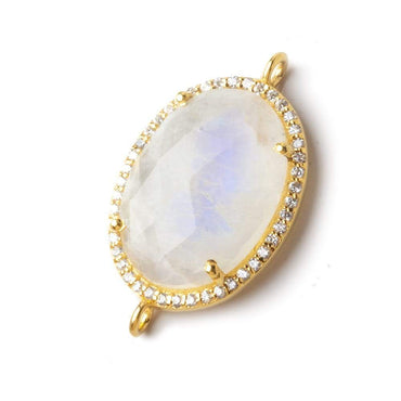 23x17mm Vermeil CZ Bezel Rainbow Moonstone Oval Connector 1 piece (ONLINE ORDER ONLY)