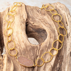 23x18mm & 16mm 22kt Gold Plated Twisted Satin Oval & Round Link Chain (ONLINE ORDER ONLY)