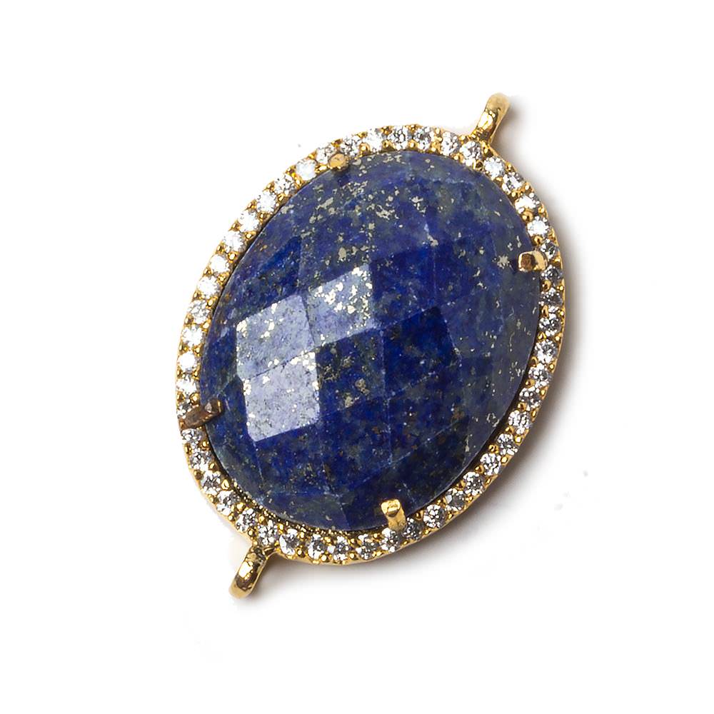 23x18mm Vermeil Bezeled CZ & Lapis Lazuli Oval Connector 1 pc (ONLINE ORDER ONLY)