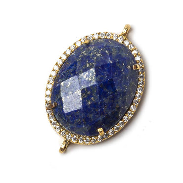 23x18mm Vermeil Bezeled CZ & Lapis Lazuli Oval Connector 1 pc (ONLINE ORDER ONLY)