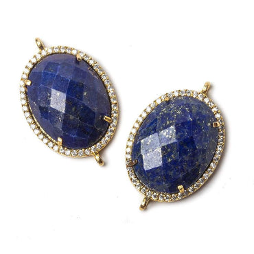 23x18mm Vermeil Bezeled CZ & Lapis Lazuli Oval Connector 1 pc (ONLINE ORDER ONLY)