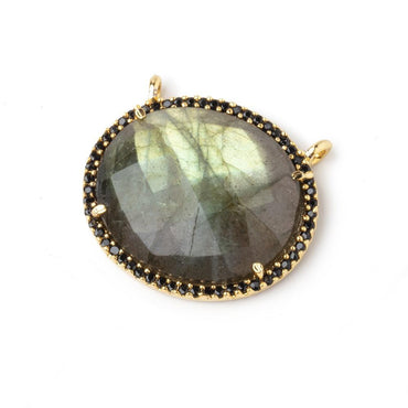 23x18mm Vermeil & Black CZ Bezel Labradorite Oval East West Connector 1 Focal Bead (ONLINE ORDER ONLY)