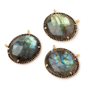 23x18mm Vermeil & Black CZ Bezel Labradorite Oval East West Connector 1 Focal Bead (ONLINE ORDER ONLY)