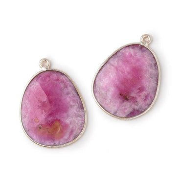 23x19mm .925 Silver Bezel Ruby Faceted Freeform Set of 2 Pendants (ONLINE ORDER ONLY)