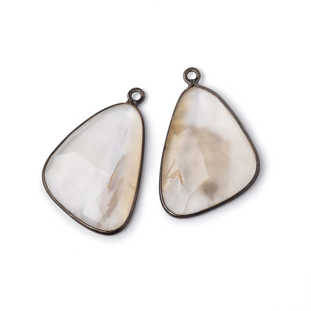 23x19mm Black Gold Bezel Agate Faceted Freeform Set of 2 Pendants (ONLINE ORDER ONLY)