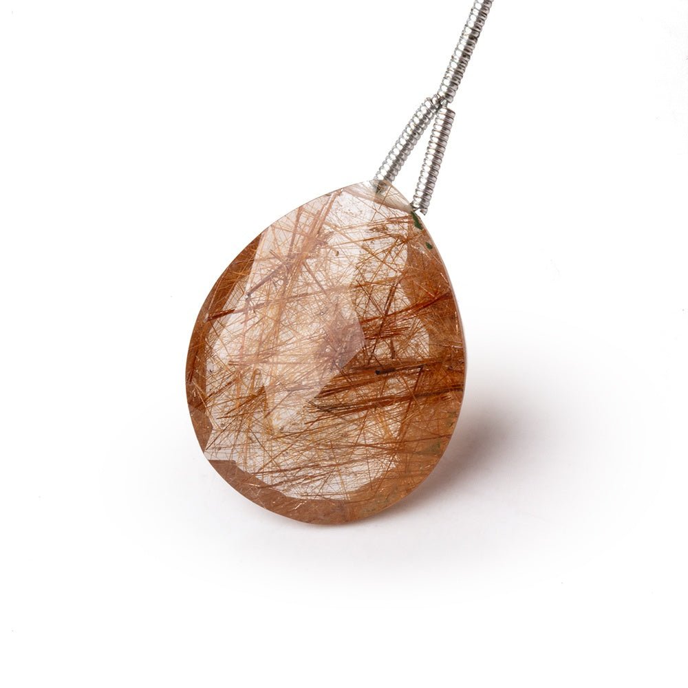 23x19mm Rutilated Quartz Faceted Pear Focal Bead 1 piece (ONLINE ORDER ONLY)