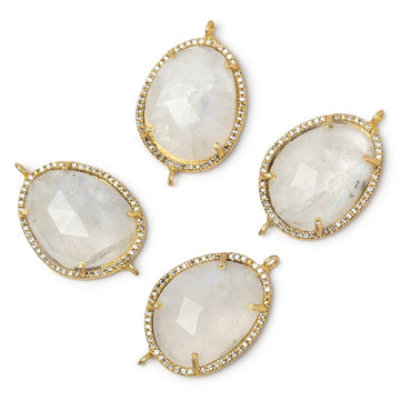 23x19mm Vermeil CZ Bezel Rainbow Moonstone Faceted Nugget Connector 1 Focal (ONLINE ORDER ONLY)