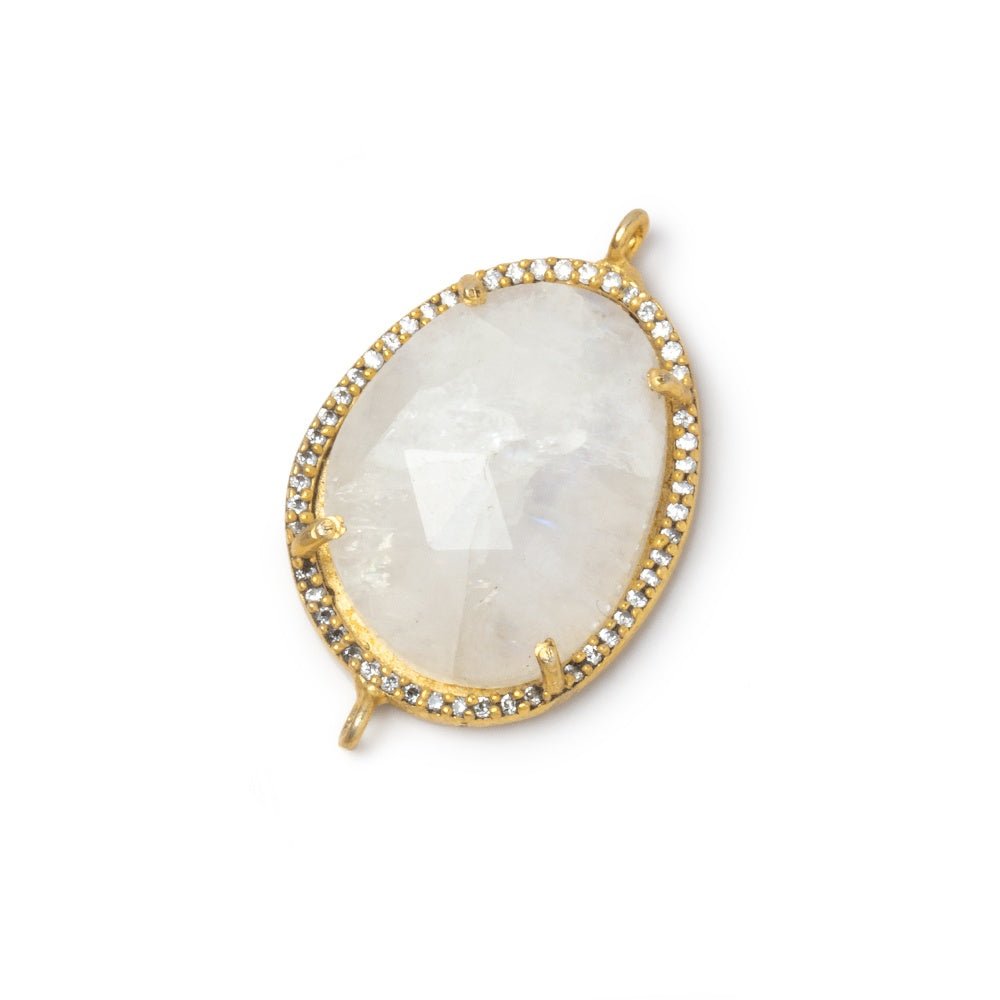 23x19mm Vermeil CZ Bezel Rainbow Moonstone Faceted Nugget Connector 1 Focal (ONLINE ORDER ONLY)